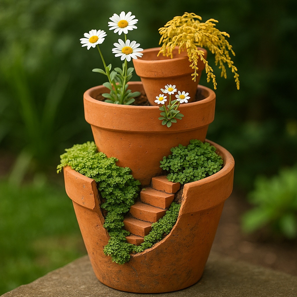 Upcycle Broken Terra-Cotta Pots into Garden Art & Function